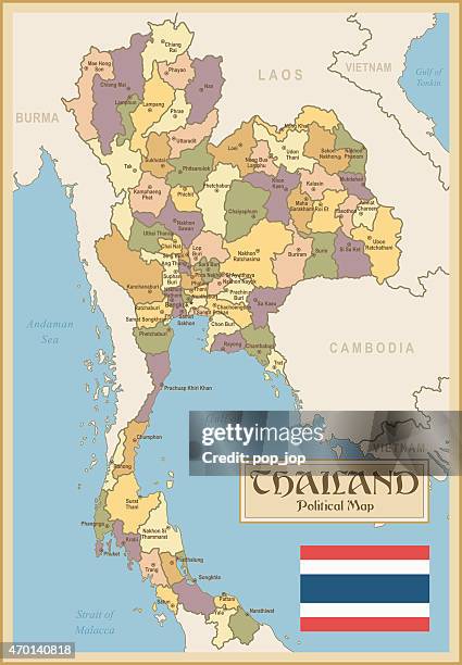 ilustrações de stock, clip art, desenhos animados e ícones de vintage mapa da tailândia - província de chonburi