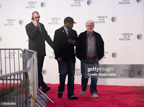 Director George Lucas attends Tribeca Talks: Director Series: George Lucas With Stephen Colbert during the 2015 Tribeca Film Festival at BMCC Tribeca...