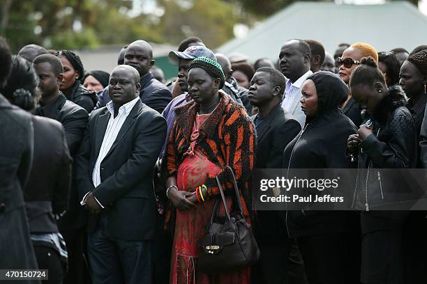 The funeral of children Bol, Anger and Madit who were tragically killed when their mother Akon Guode veered off the road at Wyndham Lakes on April 8...