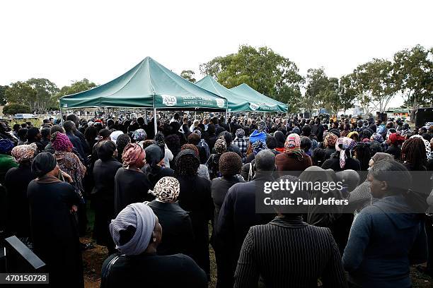 The funeral of children Bol, Anger and Madit who were tragically killed when their mother Akon Guode veered off the road at Wyndham Lakes on April 8...