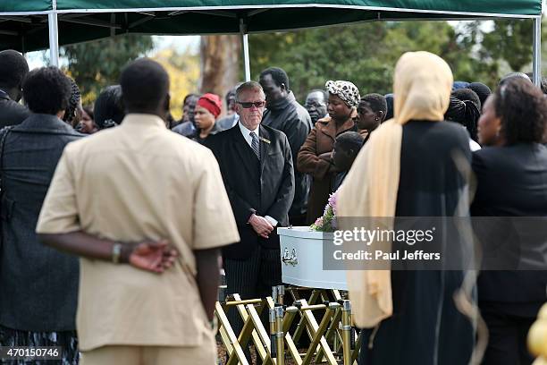 The funeral of children Bol, Anger and Madit who were tragically killed when their mother Akon Guode veered off the road at Wyndham Lakes on April 8...