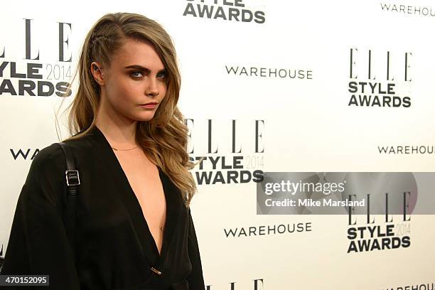 Model Cara Delevingne attends the Elle Style Awards 2014 at one Embankment on February 18, 2014 in London, England.