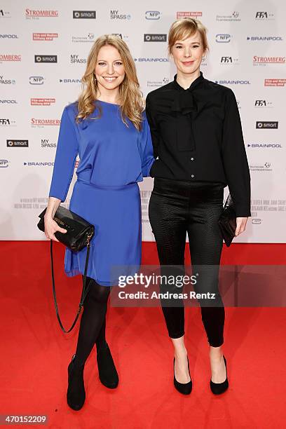 Diana Staehly and Milena Dreissig attend the World premiere of Stromberg - Der Film at Cinedom Koeln on February 18, 2014 in Cologne, Germany.