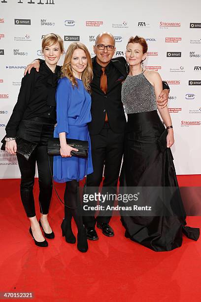 Milena Dreissig, Diana Staehly, Christoph Maria Herbst and Tatjana Alexander attend the World premiere of Stromberg - Der Film at Cinedom Koeln on...