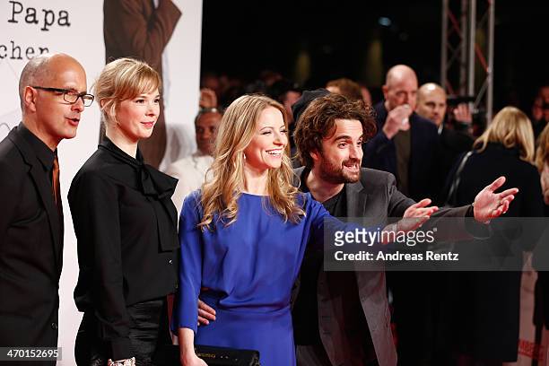 Christoph Maria Herbst, Milena Dreissig, Diana Staehly and Oliver K. Wnuk attend the World premiere of Stromberg - Der Film at Cinedom Koeln on...