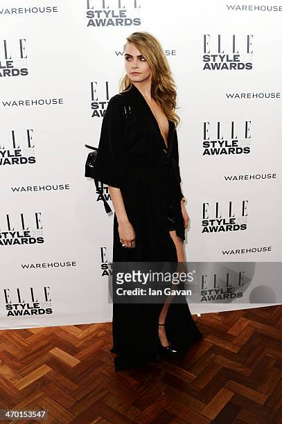Model Cara Delevingne attends the Elle Style Awards 2014 at one Embankment on February 18, 2014 in London, England.