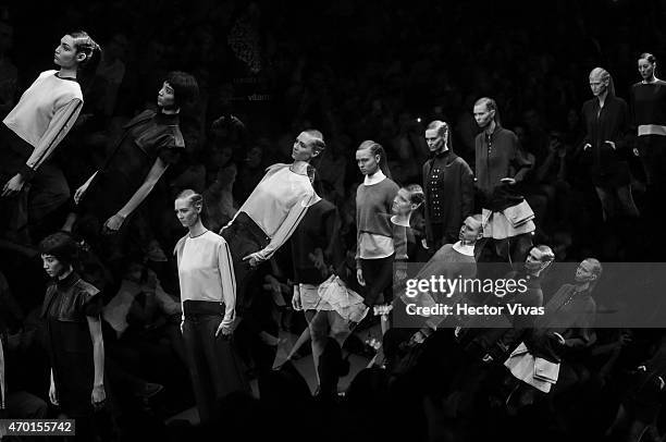 Model walks the runway during the Lorena Saravia Show as part of Mercedes-Benz Fashion Week Mexico Fall/Winter 2015 day 4 at Campo Marte on April 17,...