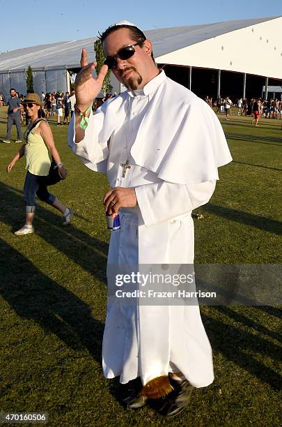 Music fan attends day 1 of the 2015 Coachella Valley Music And Arts Festival at The Empire Polo Club on April 17, 2015 in Indio, California.