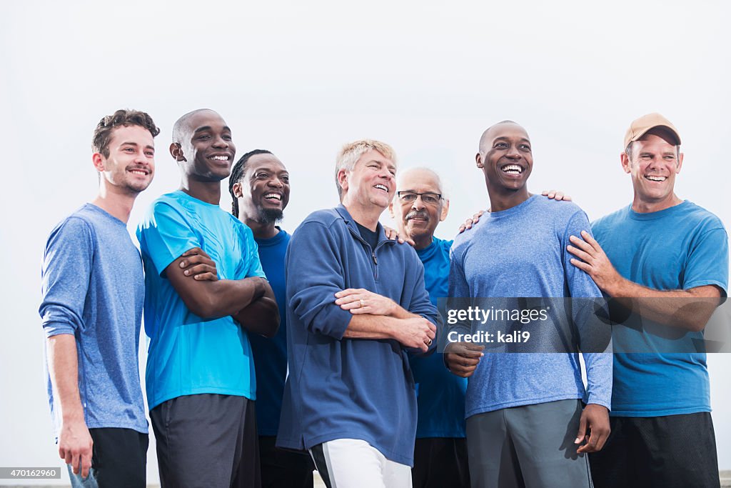Men Group Back Multiracial Group Of Men Wearing Blue Shirts High-Res Stock Photo ...