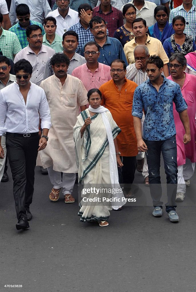 West Bengal Chief minister Mamata Banerjee during a rally...