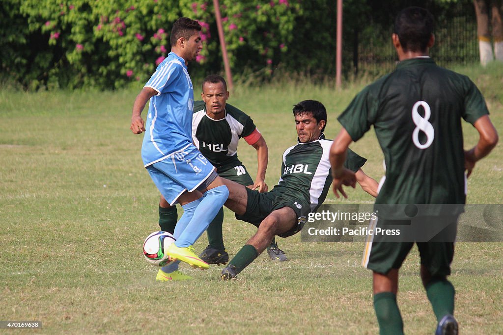 Pakistani players of HBL & PAF football teams struggling to...