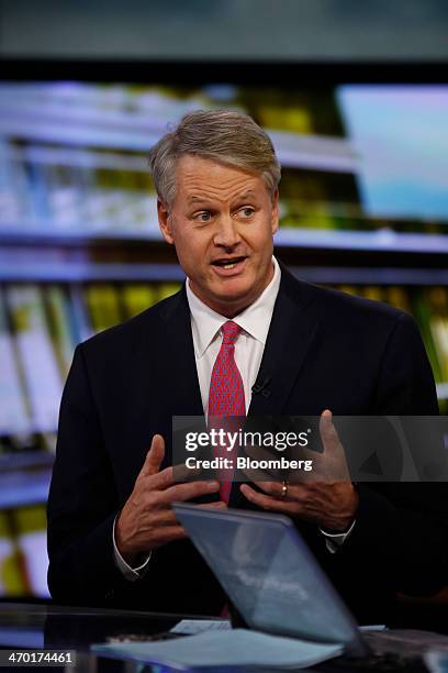 John Donahoe, president and chief executive officer of eBay Inc., speaks during a Bloomberg Television interview in New York, U.S., on Tuesday, Feb....