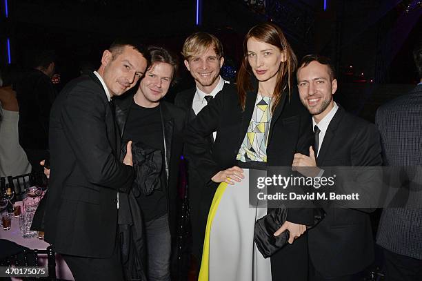 Jonathan Saunders, Christopher Kane, Christopher de Vos, Roksanda Ilincic and Peter Pilotto attend the Elle Style Awards 2014 after party at One...