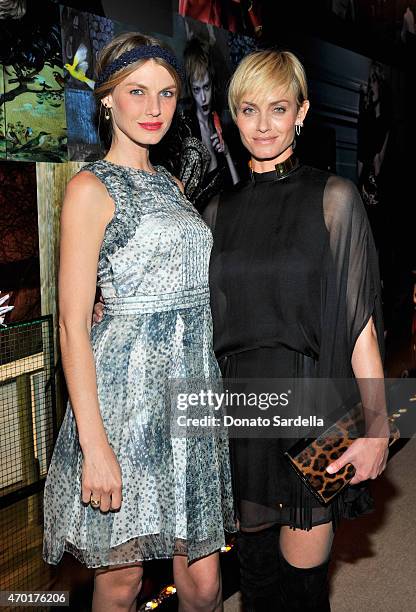 Model Angela Lindvall and model/actress Amber Valletta attend "W Stories" presented by Leon Max and hosted by Stefano Tonchi, Leon Max and Amber...