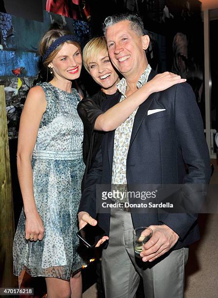 Model Angela Lindvall, model/actress Amber Valletta and Editor in Chief, W Magazine, Stefano Tonchi attend "W Stories" presented by Leon Max and...