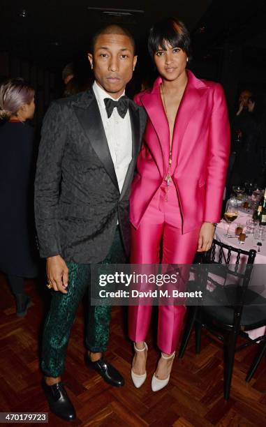 Pharrell Williams and wife Helen Lasichanh attend the Elle Style Awards 2014 after party at One Embankment on February 18, 2014 in London, England.