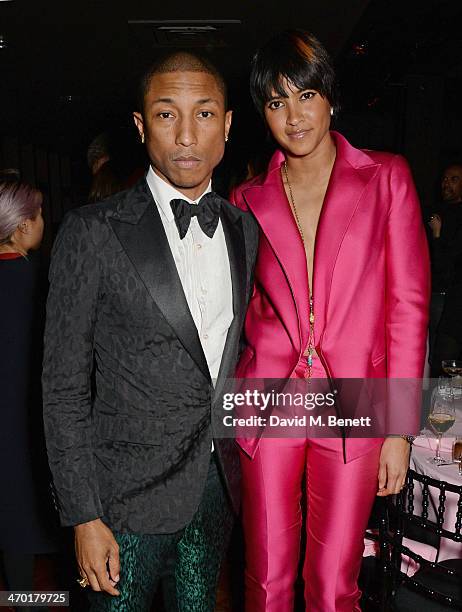 Pharrell Williams and wife Helen Lasichanh attend the Elle Style Awards 2014 after party at One Embankment on February 18, 2014 in London, England.