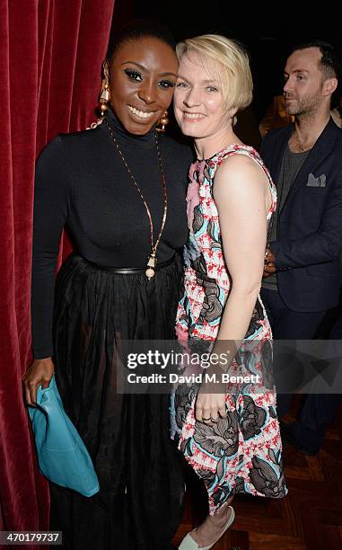 Laura Mvula and Lorraine Candy attend the Elle Style Awards 2014 after party at One Embankment on February 18, 2014 in London, England.