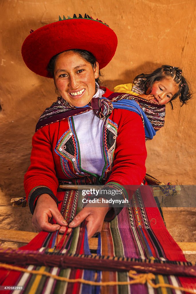 Mulher Peruana tecer, a sagrada vale, Chinchero