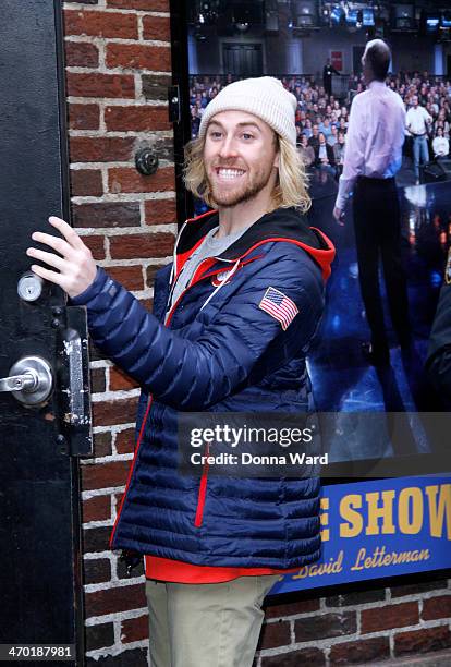 Sage Kotsenburg arrives for the "Late Show with David Letterman" at Ed Sullivan Theater on February 18, 2014 in New York City.