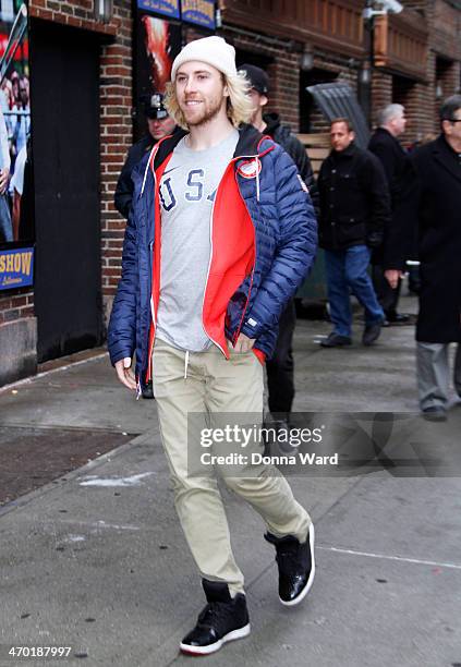 Sage Kotsenburg arrives for the "Late Show with David Letterman" at Ed Sullivan Theater on February 18, 2014 in New York City.