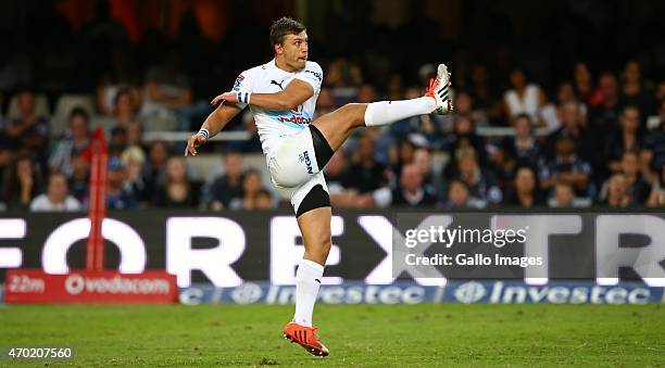 Handre Pollard of the Vodacom Blue Bulls in action during the Super Rugby match between Cell C Sharks and Vodacom Bulls at Growthpoint Kings Park on...