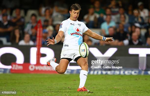 Handre Pollard of the Vodacom Blue Bulls during the Super Rugby match between Cell C Sharks and Vodacom Bulls at Growthpoint Kings Park on April 18,...