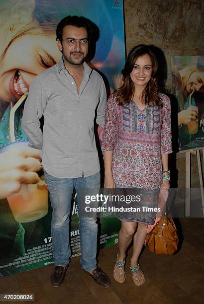 Bollywood actor Dia Mirza with his husband Sahil Sangha during the special screening of film 'Margarita With A Straw' at Lightbox, Santracruze on...