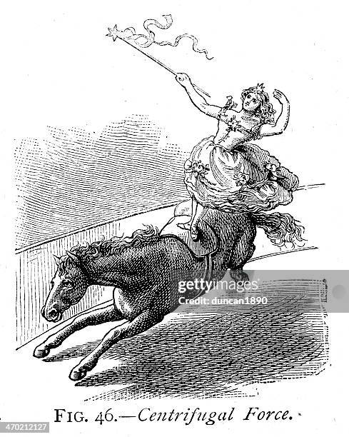 circus acrobat - taming horse stock illustrations