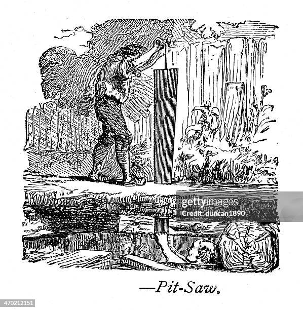 pit saw - pit mine stock illustrations