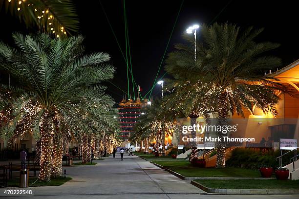 General view of the paddock during qualifying for the Bahrain Formula One Grand Prix at Bahrain International Circuit on April 18, 2015 in Bahrain,...