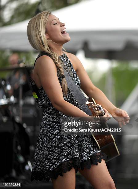 Singer/Songwriter Taylor Dye of Maddie & Tae perfom during the ACM Party For A Cause Festival at Globe Life Park in Arlington on April 18, 2015 in...