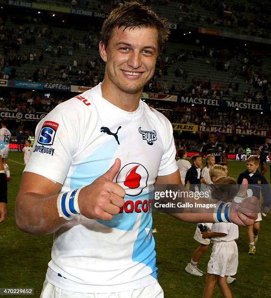 Handre Pollard of the Vodacom Blue Bulls during the Super Rugby match between Cell C Sharks and Vodacom Bulls at Growthpoint Kings Park on April 18,...