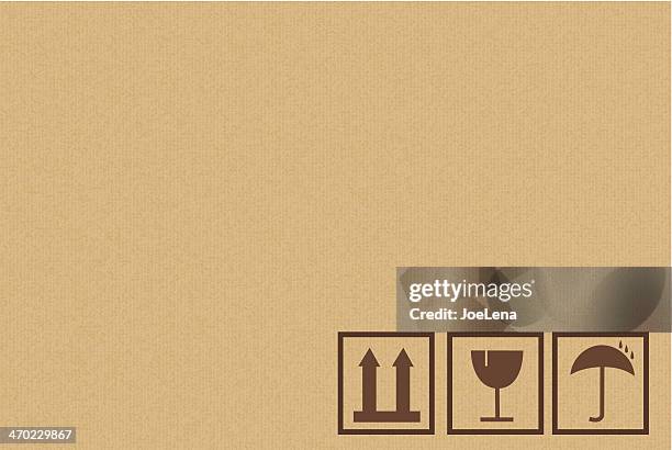 cardboard box background with icons - cardboard texture stock illustrations