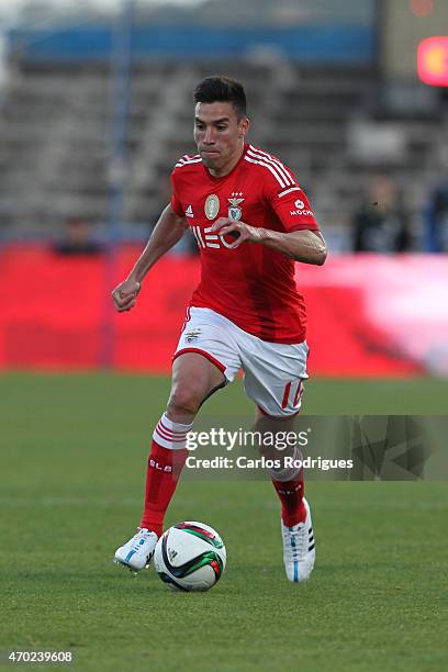 Benfica's midfielder Nicolas Gaitan during the Primeira Liga match between Belenenses and Benfica at Estadio do Restelo on April 18, 2015 in Lisbon,...