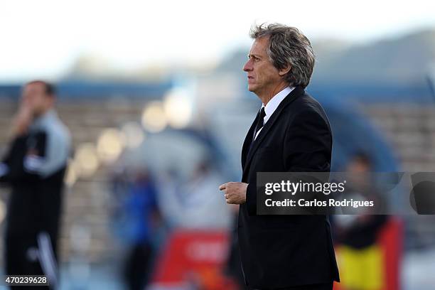 Benfica's coach Jorge Jesus during the Primeira Liga match between Belenenses and Benfica at Estadio do Restelo on April 18, 2015 in Lisbon, Portugal.