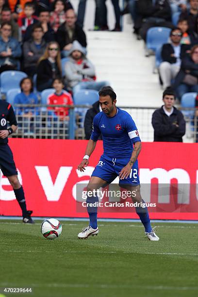 Belenenses's midfielder Carlos Martins during the Primeira Liga match between Belenenses and Benfica at Estadio do Restelo on April 18, 2015 in...