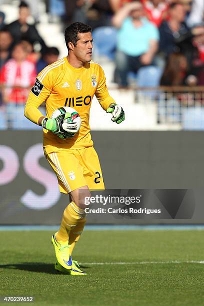 Benfica's goalkeeper Julio Cesar during the Primeira Liga match between Belenenses and Benfica at Estadio do Restelo on April 18, 2015 in Lisbon,...