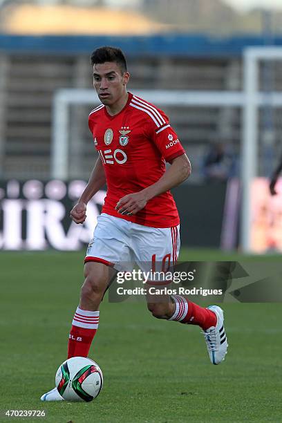 Benfica's midfielder Nicolas Gaitan during the Primeira Liga match between Belenenses and Benfica at Estadio do Restelo on April 18, 2015 in Lisbon,...