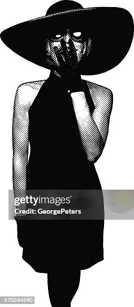 elegant vintage woman laughing engraving - vintage hollywood glamour stock illustrations