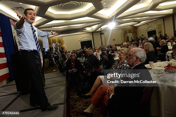 Sen. Ted Cruz speaks at the First in the Nation Republican Leadership Summit April 18, 2015 in Nashua, New Hampshire. The Summit brought together...