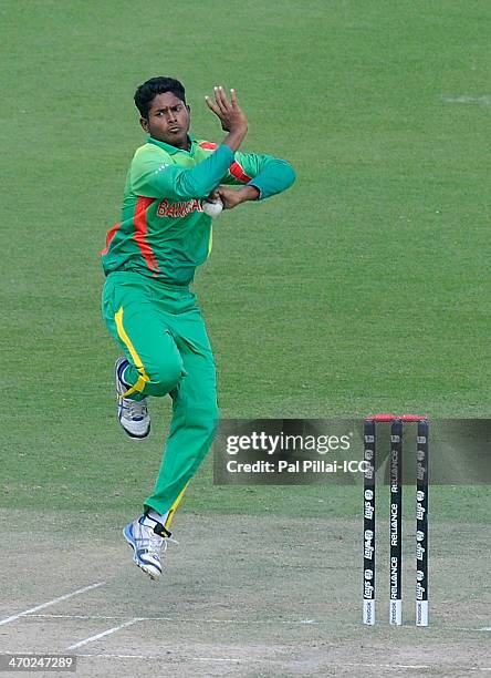 Rahatul Ferdous of Bangladesh bowls during the ICC - U19 CWC match between Australia - U19 and Bangladesh - U19 played at the Sheikh Zayed cricket...