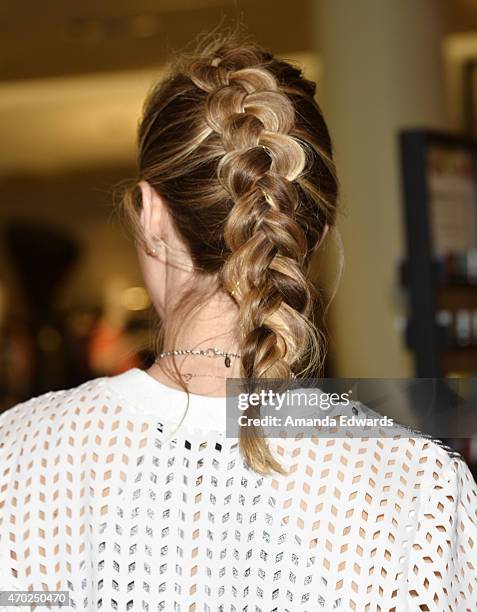 Fashion designer Whitney Port, hair detail, attends the Whitney Eve "How We Roll" Spring Road Tour at The Grove on April 18, 2015 in Los Angeles,...