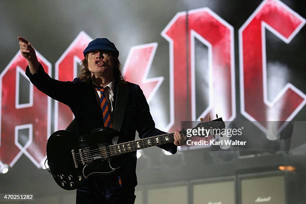 Musician Angus Young of AC/DC performs onstage during day 1 of the 2015 Coachella Valley Music And Arts Festival at The Empire Polo Club on April 17,...