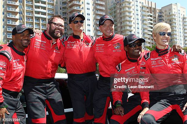 Alfonso Ribeiro, Rutledge Wood, Steve Mason, Brett Davern, Antron Brown, and Dara Torres attends the Toyota Grand Prix Of Long Beach Pro/Celebrity...