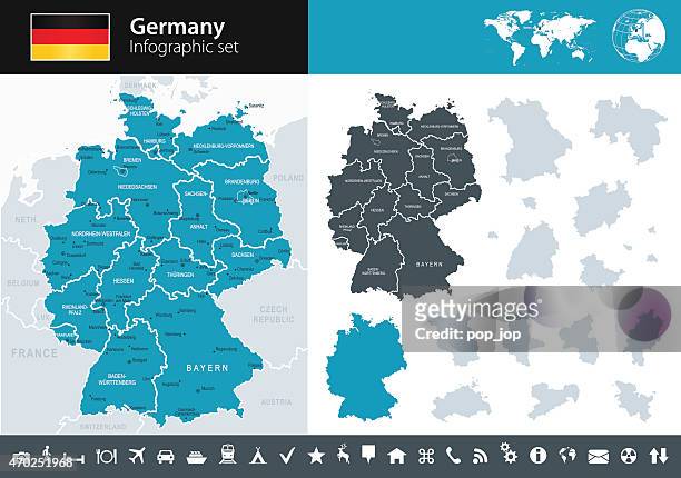 deutschland – infografik karte-illustration - deutschland stock-grafiken, -clipart, -cartoons und -symbole