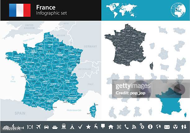 illustrazioni stock, clip art, cartoni animati e icone di tendenza di francia-infografica mappa-illustrazione - alpes maritimes