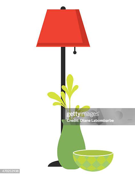 floor lamp with vase. home furnishings - standing lamp stock illustrations