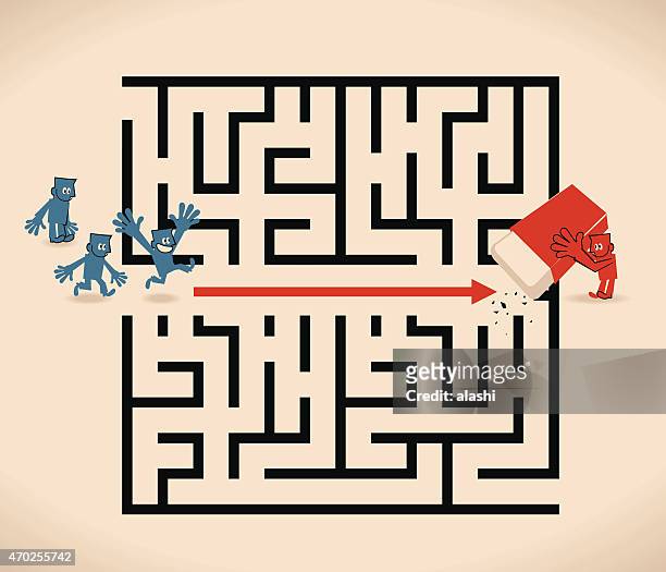 leading team out of maze - easy stock illustrations