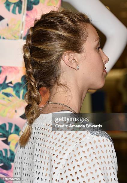 Fashion designer Whitney Port, hair detail, attends the Whitney Eve "How We Roll" Spring Road Tour at The Grove on April 18, 2015 in Los Angeles,...